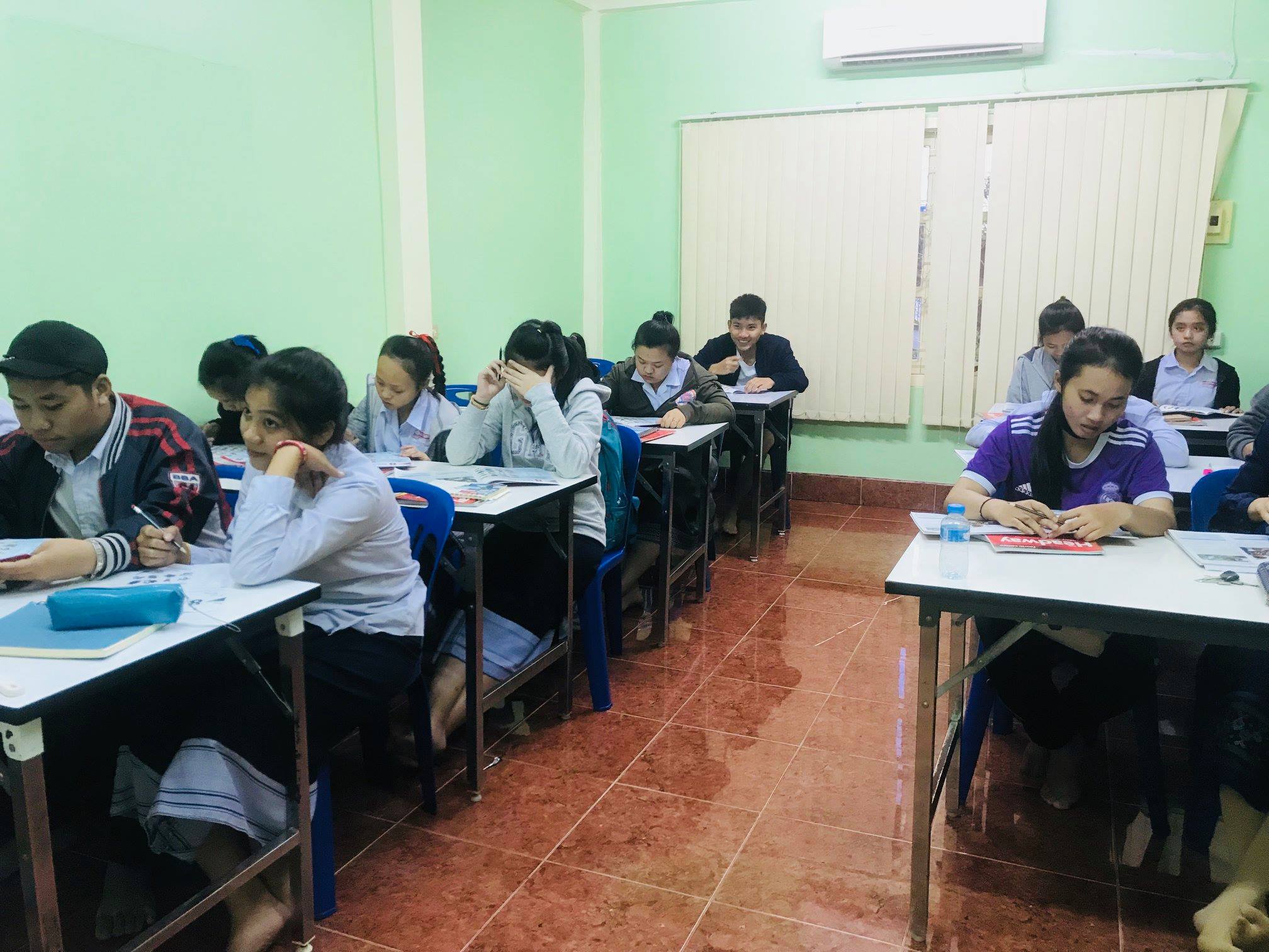 Students listening attentively during class